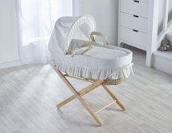 Moses Basket - BRODERIE ANGLAISE CREAM ON PALM