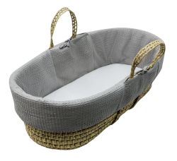 Moses Basket - HOODLESS GREY WAFFLE ON PALM