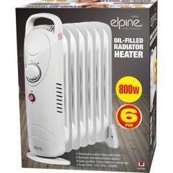 800w 6 Fin Oil Filled Radiator Heater White