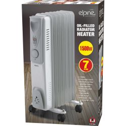 1500w 7 Fin Oil Filled Radiator Heater White