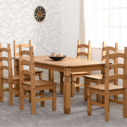 Corona Dining Set with 6 Dining Chairs - Pine