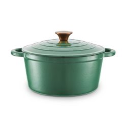Barbary & Oak 24cm Round Casserole Cast Iron- Green