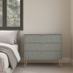Diamond 3 Drawer Chest - Dusk Grey - Fully Assembled