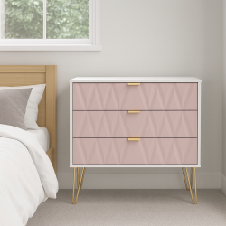 Diamond 3 Drawer Chest - Kobe Pink - Fully Assembled