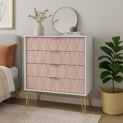 Diamond 4 Drawer Chest - Kobe Pink - Fully Assembled