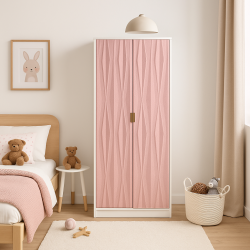 Diamond 2 Door Wardrobe - Kobe Pink - Fully Assembled