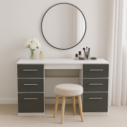 Worcester Kneehole Dressing Table - Black Matt - Fully Assembled