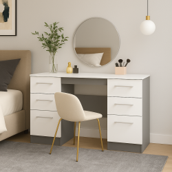 Worcester Kneehole Dressing Table - Dusk Grey - Fully Assembled