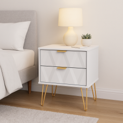 Diamond 2 Drawer Locker - White Matt - Fully Assembled