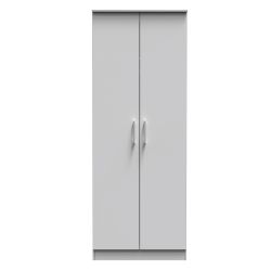 Devon Tall 2 Door Wardrobe - Grey Matt - Fully Assembled