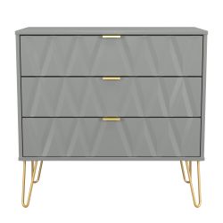 Diamond 3 Drawer Chest - Dusk Grey - FULLY ASSEMBLED