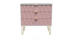 Diamond 3 Drawer Chest - Kobe Pink - FULLY ASSEMBLED