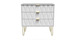 Diamond 3 Drawer Chest - White Matt - FULLY ASSEMBLED