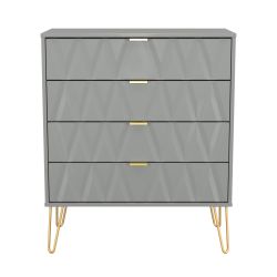 Diamond 4 Drawer Chest - Dusk Grey - FULLY ASSEMBLED