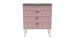 Diamond 4 Drawer Chest - Kobe Pink - FULLY ASSEMBLED
