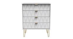 Diamond 4 Drawer Chest - White Matt - FULLY ASSEMBLED