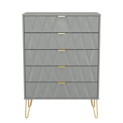 Diamond 5 Drawer Chest - Dusk Grey - FULLY ASSEMBLED