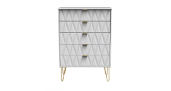Diamond 5 Drawer Chest - White Matt - FULLY ASSEMBLED