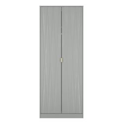 Diamond 2 Door Wardrobe - Dusk Grey - FULLY ASSEMBLED