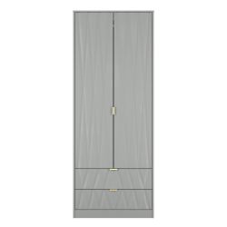 Diamond 2 Drawer Wardrobe - Dusk Grey - FULLY ASSEMBLED