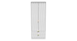 Diamond 2 Drawer Wardrobe - White Matt - FULLY ASSEMBLED