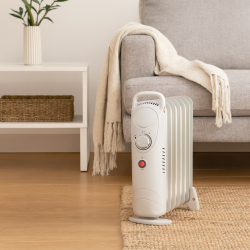 800w 6 Fin Oil Filled Radiator Heater - White