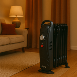 800w 6 Fin Mini Oil Radiator Heater - Black