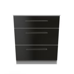 Worcester 3 Drawer Deep Chest - Black Matt - FULLY ASSEMBLED