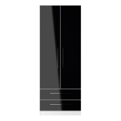 Worcester Tall 2 Drawer Wardrobe - Black Matt - FULLY ASSEMBLED