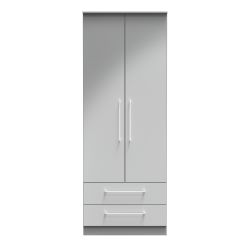 Worcester Tall 2 Drawer Wardrobe - Dusk Grey - FULLY ASSEMBLED